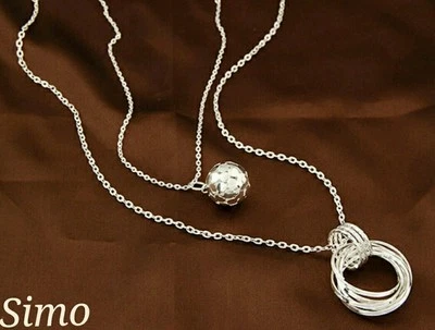 COLLANA DONNA LUNGA DOPPIA SFERA LUCE SCONTI ARGENTO ORO ROSA REGALO SCONTI SEXY - Immagine 1 di 2