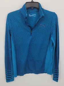 Under Armour Pullover Youth XL Blue Textured Quarter Zip Heatgear Outdoor Sporty - Picture 1 of 8