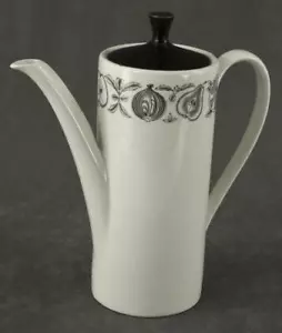 English China MYOTTS Staffordshire SILHOUETTE Black Pattern COFFEE POT 9.5" Tall - Picture 1 of 7