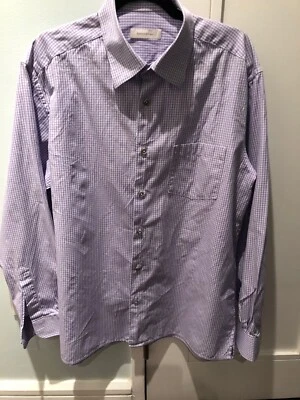 CAMISA DE VESTIR ERMENEGILDO ZEGNA-HOMBRES PÚRPURA A CUADROS-100% ALGODÓN-X GRANDE-¡COMO NUEVA! Foto 1 de 3