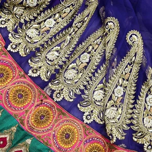 New Heavy Sari Blue Net Hand Embroidered Designer Manish Malhotra Lehenga Sarees - Picture 1 of 19