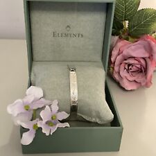 ELEMENTS 925 SILVER ADJUSTABLE HIGHLY POLISHED TEXTURED BANGLE💚New & Boxed