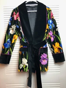 DOLCE & GABBANA Iris-print cotton-blend Robe jacket Floral NWT SIZE 42 IT/ 8 US - Picture 1 of 8