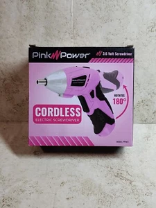 Pink Power Cordless Electric Screwdriver 3.6 Volt Model PP481 New Open Box - Picture 1 of 2