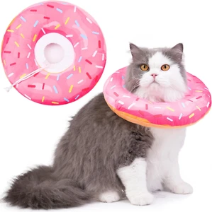 Cat Cone Collar Soft, Cat Recovery Collar for Wound Healing Cute Donut Adjustabl - Picture 1 of 12