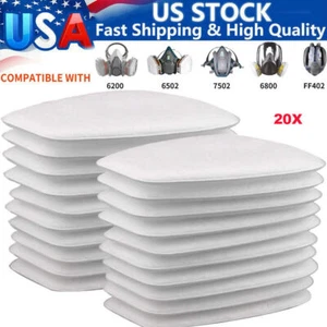 20X 5N11 Gas Mask Cotton Filter Replacement For Series Respirator 6200/6800/7502 - Picture 1 of 13