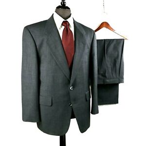 Pierre Balmain mens gray Glen Check wool suit w pleated cuffed pants 40S to 42S