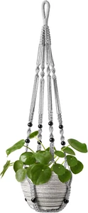 Macrame Plant Hanger Indoor Hanging Planter Basket with Wood Beads Decorative Fl - Picture 1 of 12