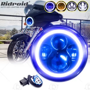 7" inch LED Headlight Projector Halo DRL for Harley Davidson Street Glide FLHX - Picture 1 of 20