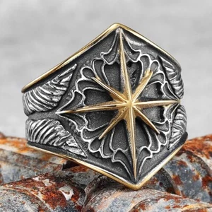 King Solomon Star of David Universe Gothic Men Ring Jewish punk Biker Power - Picture 1 of 2