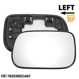 Heated Left Driver Side Mirror Glass Replacement for Honda Accord 2003-2007 - Picture 1 of 6