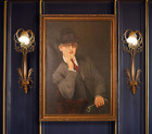 Huge Distinguished Antique Art Deco Oil Painting Man Suit Dandy Fashion Portrait