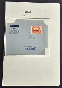 1951 Aden (Mukalla) Air Letter ties 50c O/P stamp cd Maala-Aden Camp - Picture 1 of 3