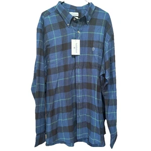 Saddlebred - Men's Long Sleeve Flannel Plaid Button Up Shirt XXL, Beam Blue NWT - Picture 1 of 9