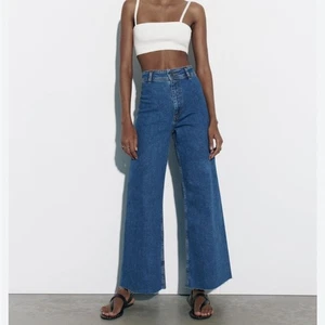 Zara The Marine Straight High Rise Jean Button Fly Stretch Raw Hem SZ 2 - Picture 1 of 16