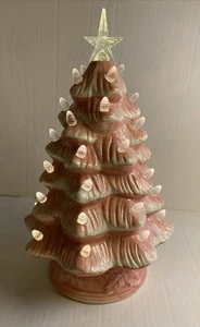 Vintage rosa 12" Keramik beleuchtet Weihnachtsbaum - Bild 1 von 7
