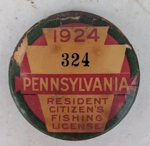 1924 Pennsylvania Fishing License Low Number - Picture 1 of 2