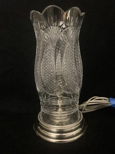 Waterford Crystal New SEAHORSE 13" Hurricane Accent Table Night LAMP Electric - Picture 1 of 5