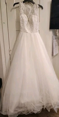 Mori Lee By Madeline Gardner Lace Wedding Dress Tulle Women's Size UK 12 Flaw - Image 1 of 4