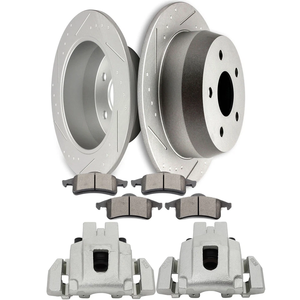 Pinzas de freno traseras para Jeep Grand Cherokee con soporte ranura rotores pastillas de cerámica Foto 1 de 1