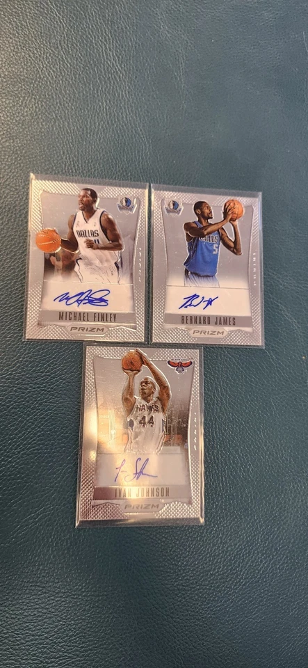 2012-13 Prizm Auto 3 Card Lot Michael Finley Bernard James RC Ivan Johnson RC - Image 1 of 4
