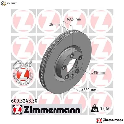 2x BRAKE DISC 600.3248.20 FOR VW PORSCHE CGEA/CGFA/CJTA 3.0L CVVA/CATA 3.0L 6cyl - Image 1 of 4