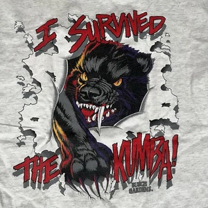 Vintage Busch Gardens I Survived The Kumba White T-Shirt Roller Coaster M/L USA - Picture 1 of 14