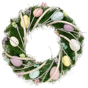 Corona de Pascua Northlight Huevos moteados y flores de primavera - 15" - Imagen 1 de 5