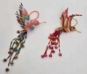 2 baumelnde Perlen Kolibri Vogel bunt Ornament selbstgemacht - Bild 1 von 9