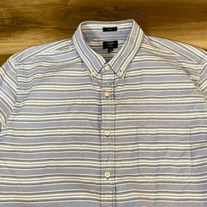 J Crew Oxford Slim Fit Striped Button Down Shirt Mens XL Blue White Casual - Picture 1 of 9