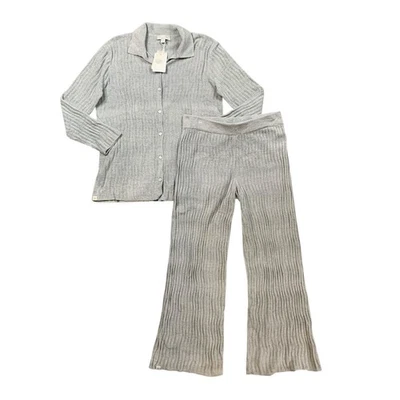 Barefoot Dreams Pajama Set Womens M Medium Gray CozyChic Ultra Lite Shirt Pants - Image 1 of 4