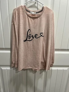 Womens Size 1X Pink C&C California High Low Long Sleeve Top Soft Casual Lounging - Picture 1 of 4