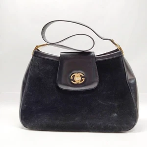 Gucci Shoulder Bag Black Suede Leather 3971405 - Imagen 1 de 11