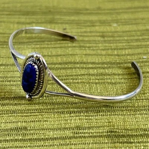 Vintage Indianer Sterlingsilber & Lapislazuli Armreif Armband ovaler Stein Box - Bild 1 von 5