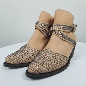 Jeffrey Campbell Free People Western Studded Dodge Tan Rockabilly Ankle Boots 9 - Picture 1 of 16