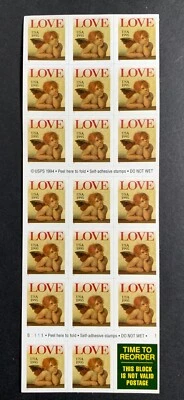 U.S. SC #2949a. 32¢ LOVE-CHERUB. Booklet Pane Of 20 Stamps. P#B1111 - Image 1 of 2