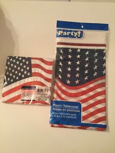 Memorial Day patriotic party table cover 18 napkins American Flag  stars stripes
