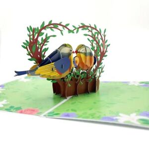 Pop-up Greeting Card Lovebirds Pop-up 3D Card Love Mom Thinking of You FAST SHIP