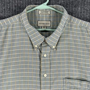 Cutter & Buck Shirt Mens 4XT Gray Check Long Sleeve Button Down Sharp Preppy - Picture 1 of 18