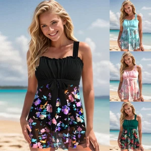 New Women Tankini floral Swimdress Swimsuit Beachwear Push Up Swimwear Plus Size - Picture 1 of 25