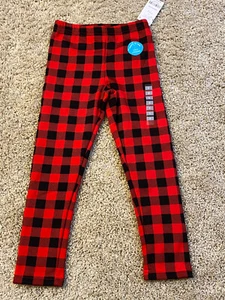 CARTER'S Big Girls Red Black Checkered Cozy Leggings Pant NWT Size 5 - Picture 1 of 4