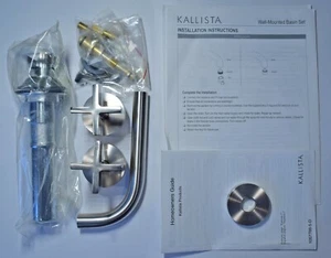 Juego de lavabo de montaje en pared Kallista P24410-CR-AG grifo asas cruzadas níquel cepillado - Imagen 1 de 9