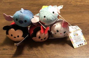 Tsum Tsum Dinsey Plush Set Mickey Minnie Stitch Dumbo Aristocats NWT - Picture 1 of 3
