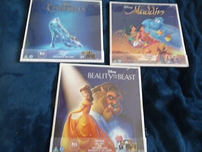LOT 3X DISNEY BIG SLEEVE ED.BEAUTY BEAST/ALADDIN/CINDERELLA -BLURAY DVD ETC - Image 1 of 4