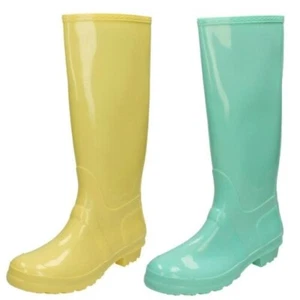 Mujer Spot On X1R235 Tacón Bajo Caña Alta Botas de Agua - Imagen 1 de 19