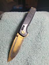 SOG Terminus XR LTE Carbon Fiber CRYO CPM-S35VN Knife, Gold Tone, With Clip,USED
