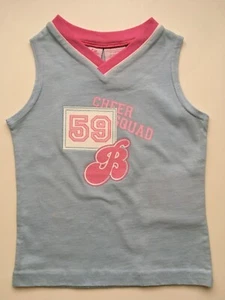 Canotta Barbie Avenue blu con scollo rosa senza maniche CHEER S S S small 4 nuova con etichette - Foto 1 di 2
