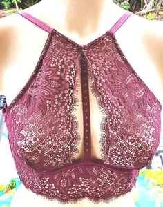 Victoria Secret Rare Vintage bra 36B high neck unlined studded longline kir wine - Picture 1 of 3