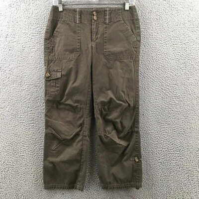 Pantalones chinos Eddie Bauer para mujer 2 (real 30X23,5) verdes bolsillos de tiro bajo cremallera mosca Foto 1 de 4