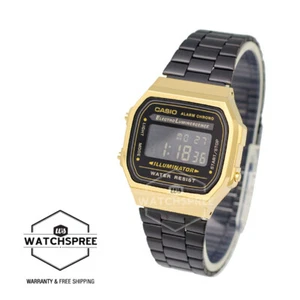 Casio Vintage Style Digital Black Ion Plated S.Steel Band Watch A168WEGB-1B - Bild 1 von 3